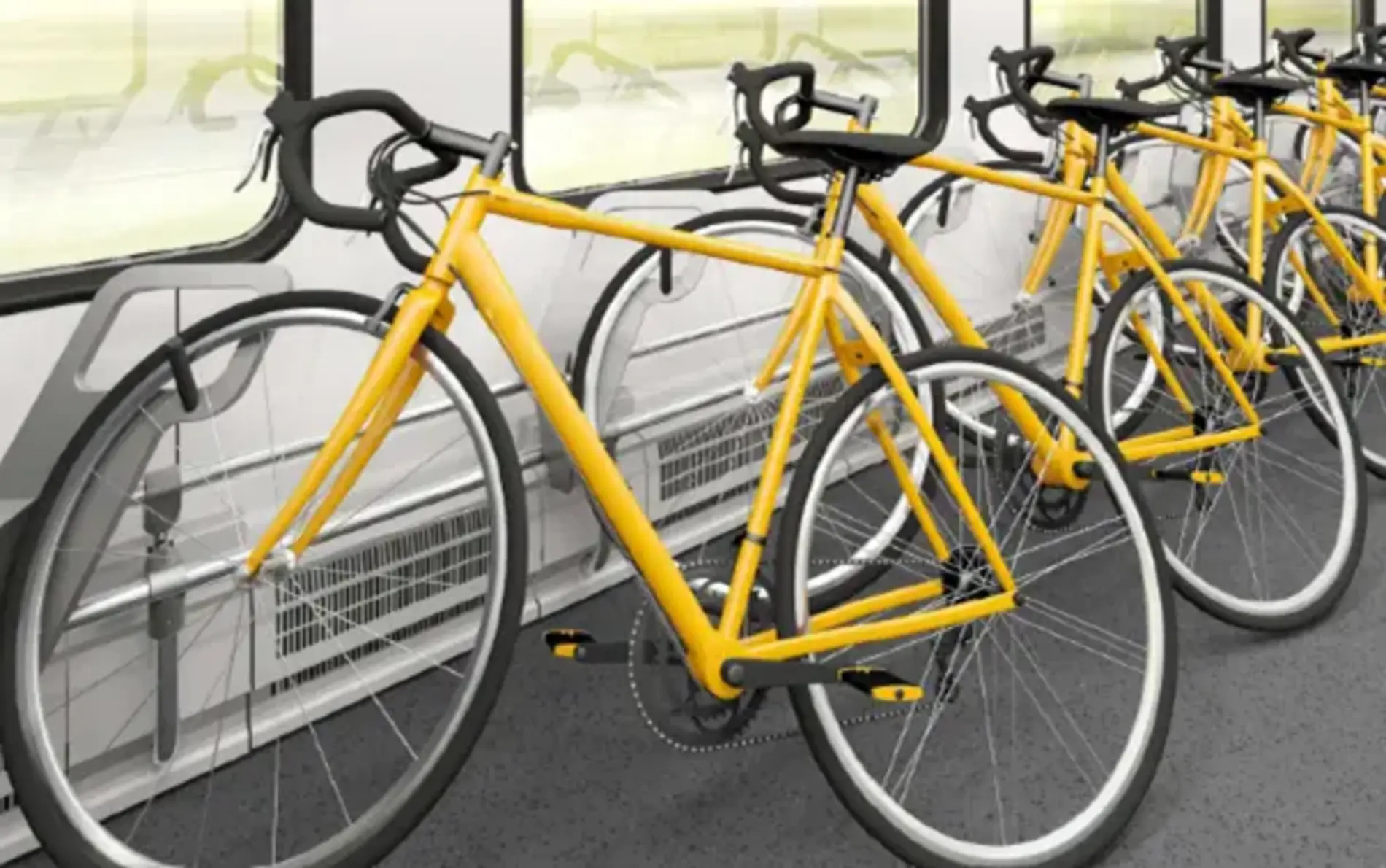 3D visualization of flexible multi-purpose spaces with bike racks on the new Stadler EMUs 